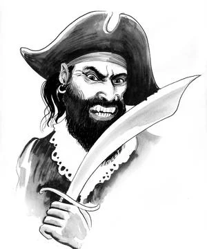 Pirate with saber Illustrazione stock