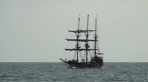 Pirate sail ship - Part 2 Stock Footage 25403661