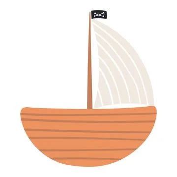 Pirate sailing ship isolated Stock Illustration