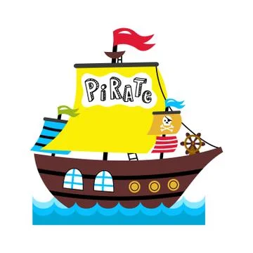 Pirate sailing vessel vector icon Stock Illustration