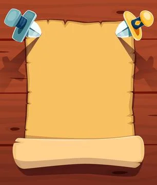 Pirate scroll paper with blades stuck in it Stock Illustration
