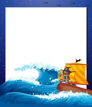 Pirate sea border frame Illustrazione stock