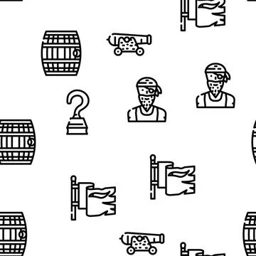Pirate Sea Robber Vector Seamless Pattern Illustrazione stock