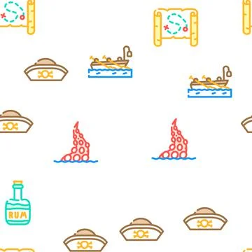 Pirate Sea Robber Vector Seamless Pattern Stock Illustration
