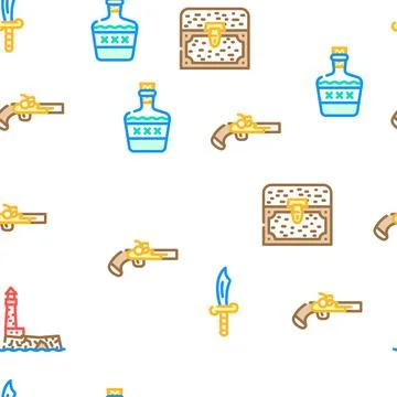 Pirate Sea Robber Vector Seamless Pattern イラスト素材