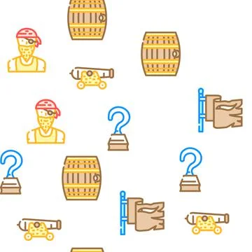 Pirate Sea Robber Vector Seamless Pattern Stock Illustration