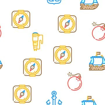 Pirate Sea Robber Vector Seamless Pattern Illustrazione stock