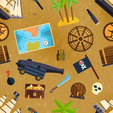 Pirate seamless pattern Illustrazione stock