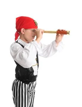 Pirate searching using a spotting scope A pirate Looking through a folding... Stock Photos