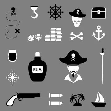 Pirate set icons Stock Illustration