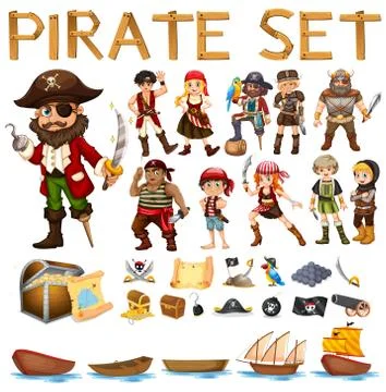 Pirate set Stock Illustration