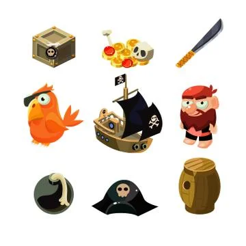 Pirate set. Vector illustration Stockillustratie