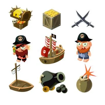 Pirate set. Vector illustration Stock Illustration