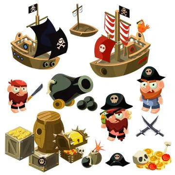 Pirate Set. Vector Illustration Stock Illustration