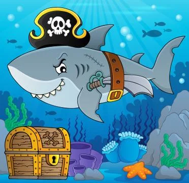 Pirate shark topic image Stock Illustration