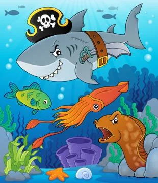 Pirate shark topic image Stock Illustration
