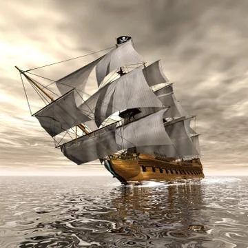 Pirate Ship - 3D render Stock Illustration