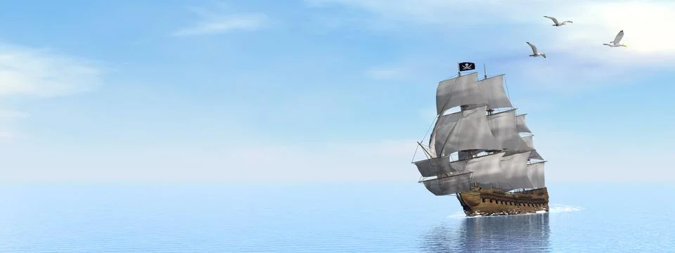 Pirate Ship - 3D render Stock Illustration