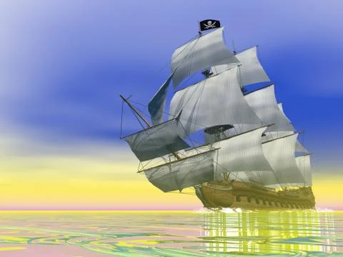 Pirate Ship - 3D render Stock Illustration