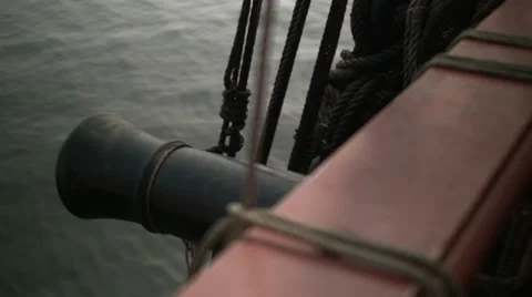 Pirate Ship Cannon Stock Footage 61266736