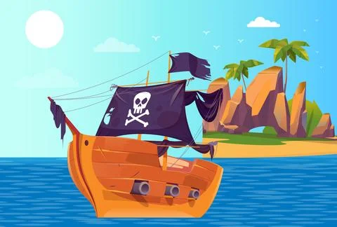 Pirate Ship Concept Illustration Stock Illustration