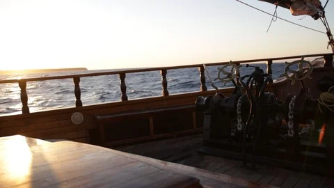 Pirate Ship  controls at sunset. Stock Footage 87464447