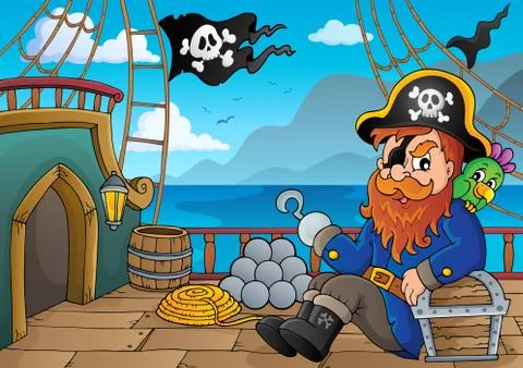 Pirate ship deck thematics Illustrazione stock