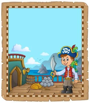 Pirate ship deck topic parchment イラスト素材
