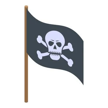 Pirate ship flag icon, isometric style Stock Illustration