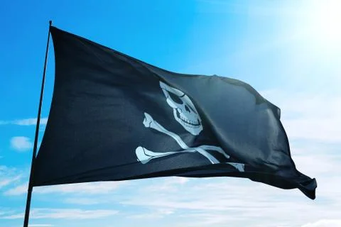 Pirate ship flag Stock Photos