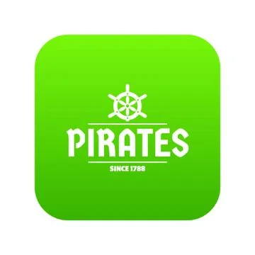 Pirate ship icon green vector Illustrazione stock