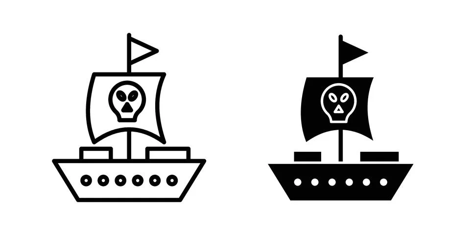 Pirate ship icon set. Vector EPS 10 Stock Illustration