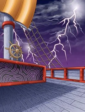 On the pirate ship. Stock Illustration