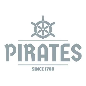 Pirate ship logo, simple gray style Stock Illustration