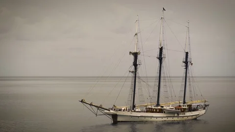 Pirate Ship on the Ocean Stock Footage 70357414