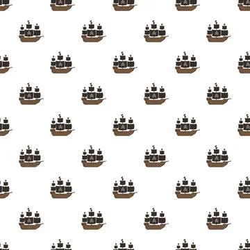 Pirate ship pattern with jolly roger flag Illustrazione stock