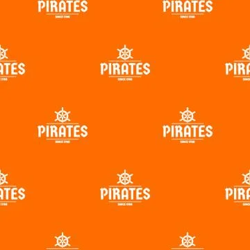 Pirate ship pattern vector orange 스톡 일러스트
