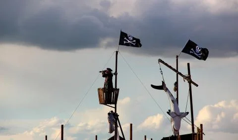 Pirate on ship Stockfoto's