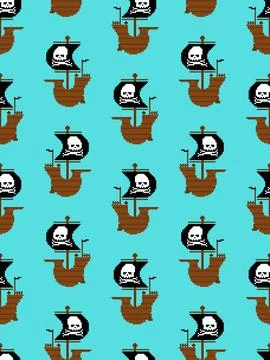 Pirate ship pixel art pattern seamless. Pirates 8 bit background. pixelated v Illustrazione stock