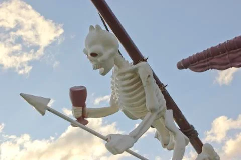 Pirate ship skeleton decor Stock Photos
