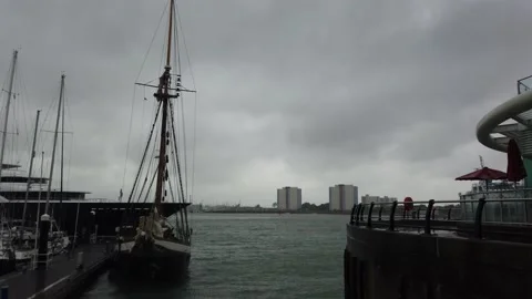 Pirate ship in storm Stock Footage 138215843