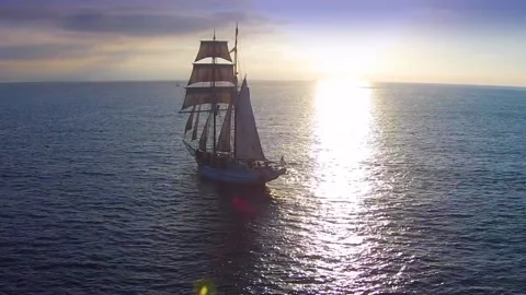 Pirate Ship Sunset Video stock 208869789