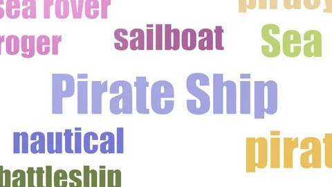 Pirate Ship Tagcloud Animated On White Background Stock Footage 103655844