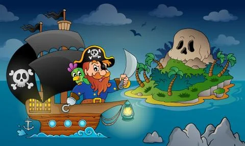 Pirate ship theme image - illustration. Stock Illustration