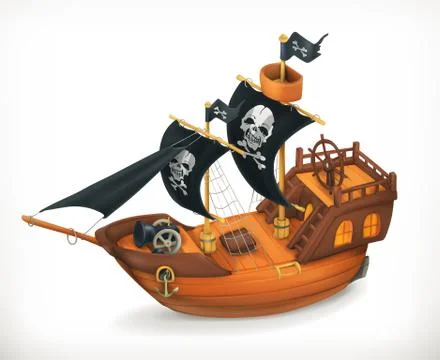 Pirate ship, vector icon Stock Illustration