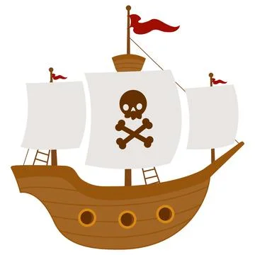 Pirate ship on white background. Vector illustration Stock Illustration