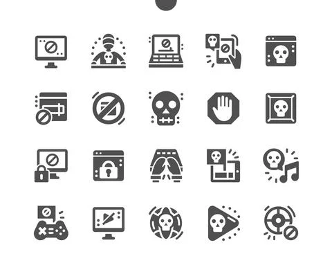 Pirate sites. Application blocked. Hacking software. Illustrazione stock