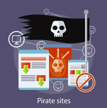 Pirate Sites Concept 스톡 일러스트