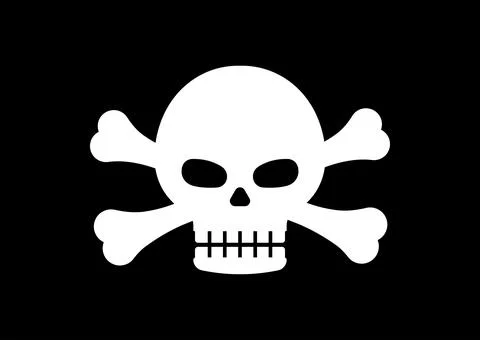 Pirate skull with cross bones vector illustration. Stock Illustration
