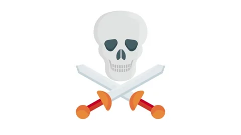 Pirate skull with crossed swords vector illustration, priced at 1 credit, U.. Stock Footage 332461497